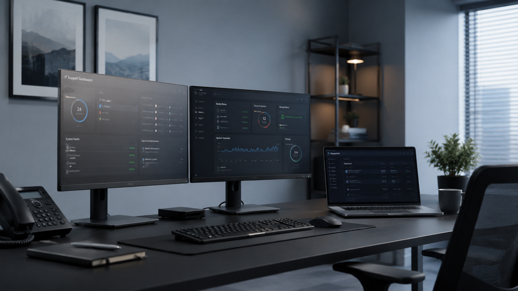 Moderner IT-Arbeitsplatz für Support und Systembetreuung