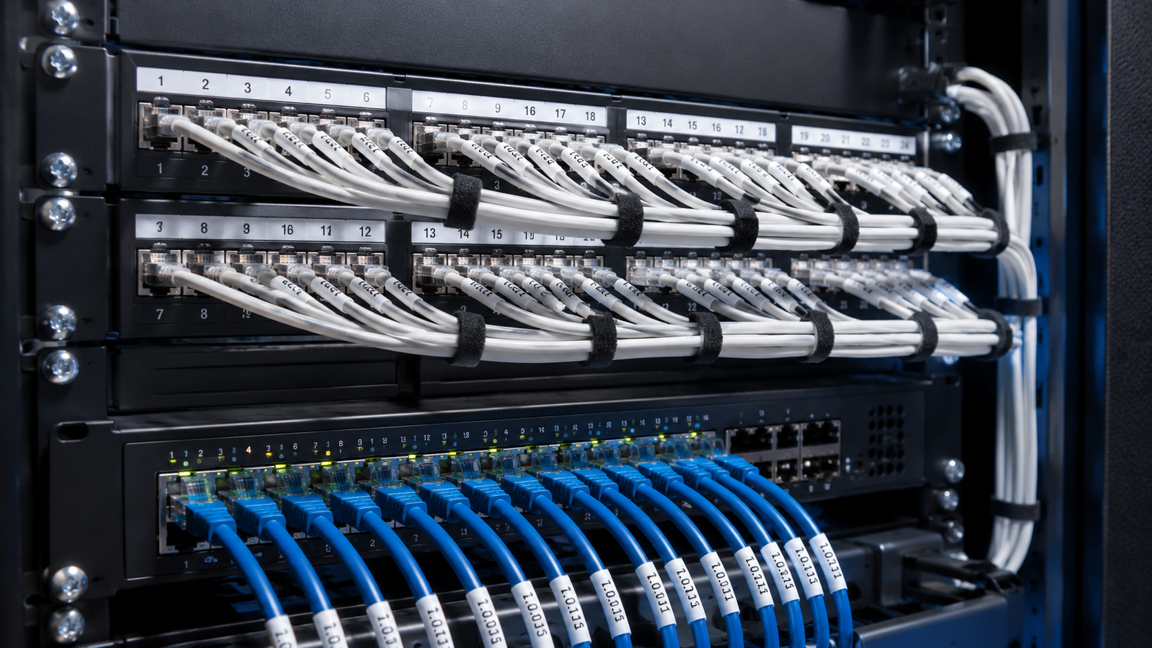 Patchfeld und Netzwerkverkabelung